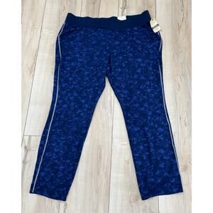 St John's Bay Slim Straight Leg Active Legging Pants XXL Blue Camo NWT